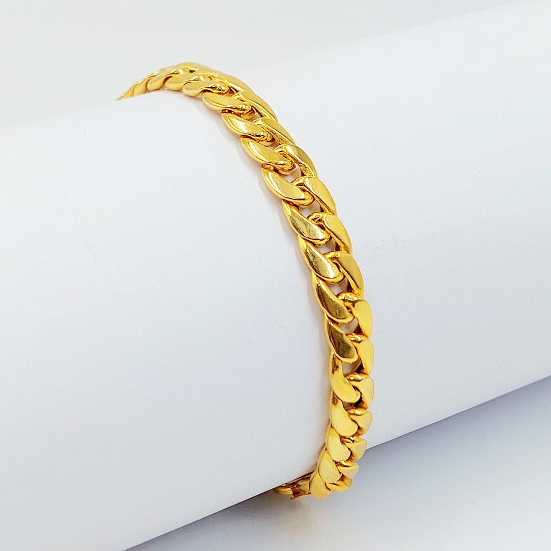 Flat Cuban Links Bracelet Made of 21K Gold by Saeed Jewelry 