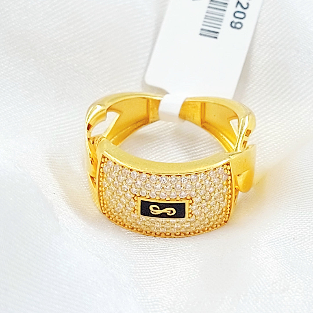 Zircon Studded Cuban Links Ring Made of 21K Gold by Saeed Jewelry 