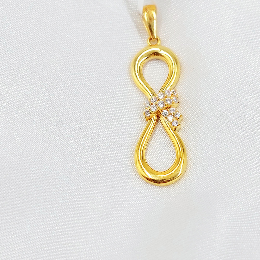Zircon Studded Tie Pendant Made of 21K Gold by Saeed Jewelry 