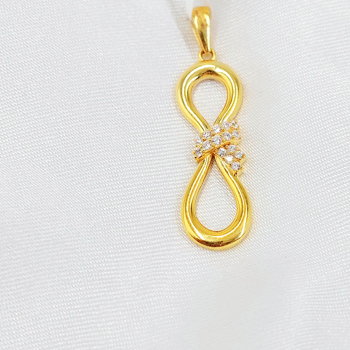 Zircon Studded Tie Pendant Made of 21K Gold by Saeed Jewelry 
