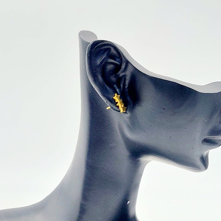 21K Gold Triple Star Stud Earrings