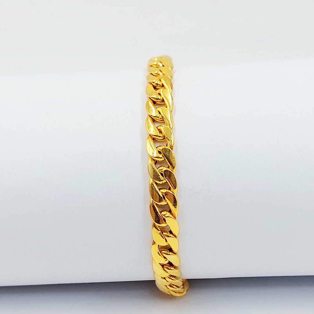 Flat Cuban Links Bracelet Made of 21K Gold by Saeed Jewelry 