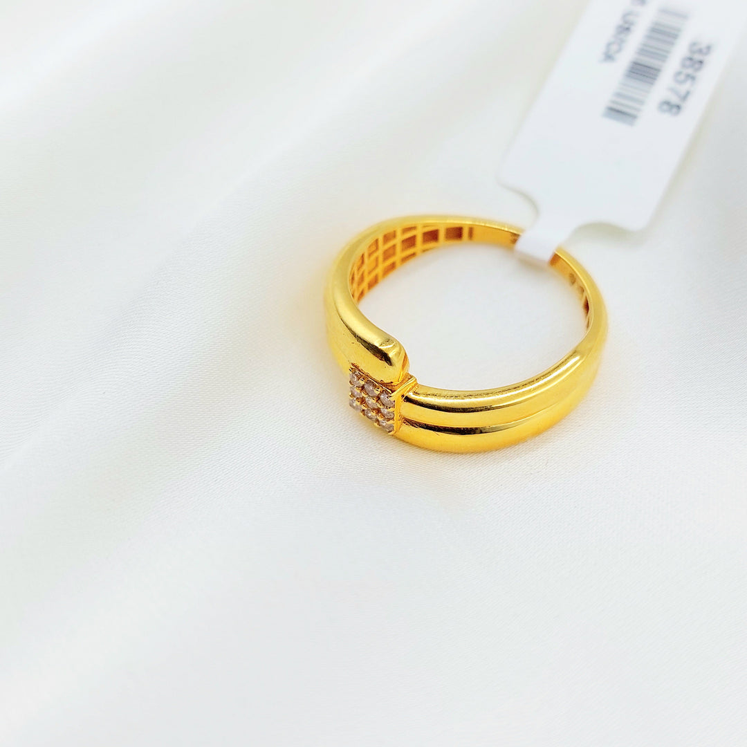 21K Gold Nail Ring with Clear Accents