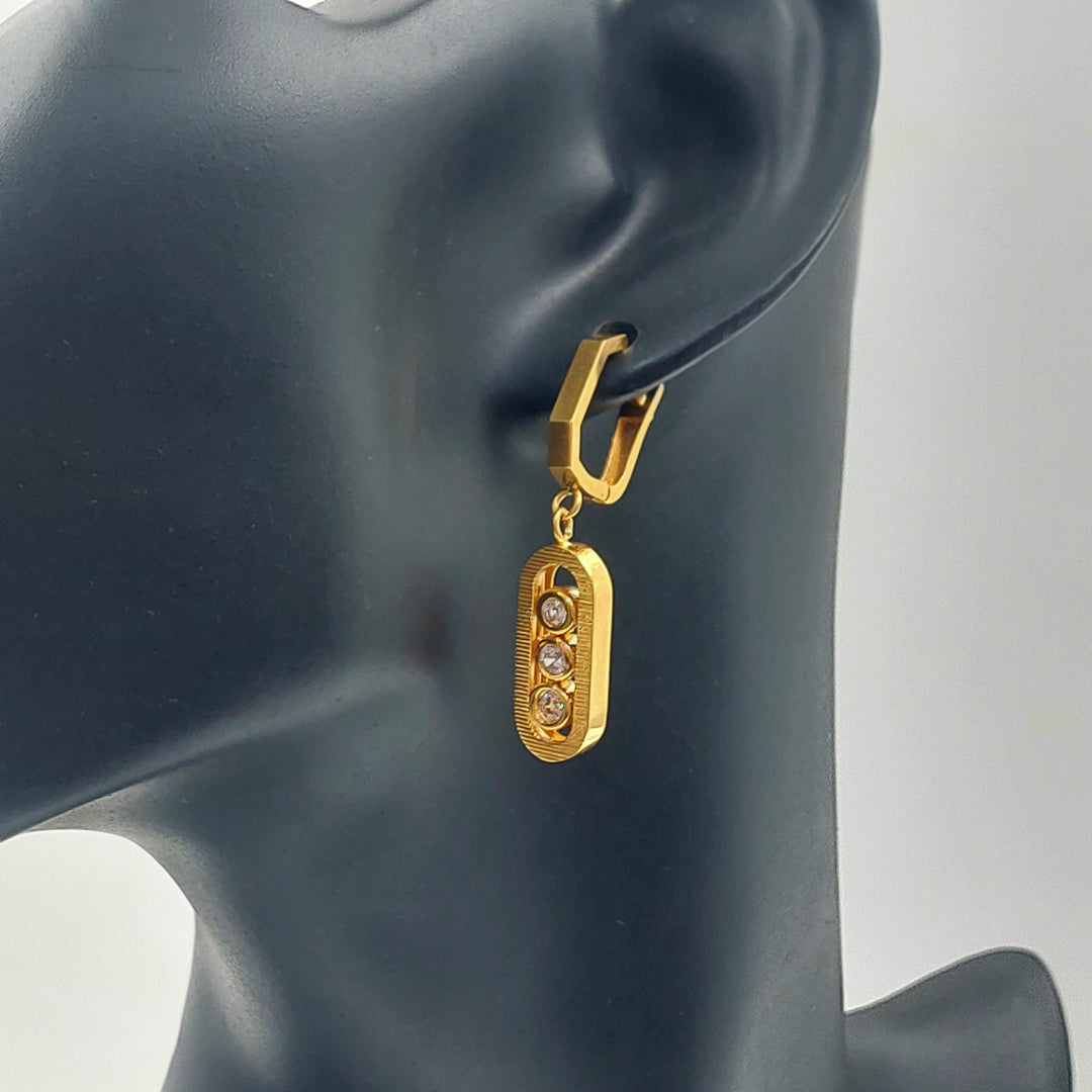 Zircon Studded Deluxe Earrings Made of 21K Gold by Saeed Jewelry 