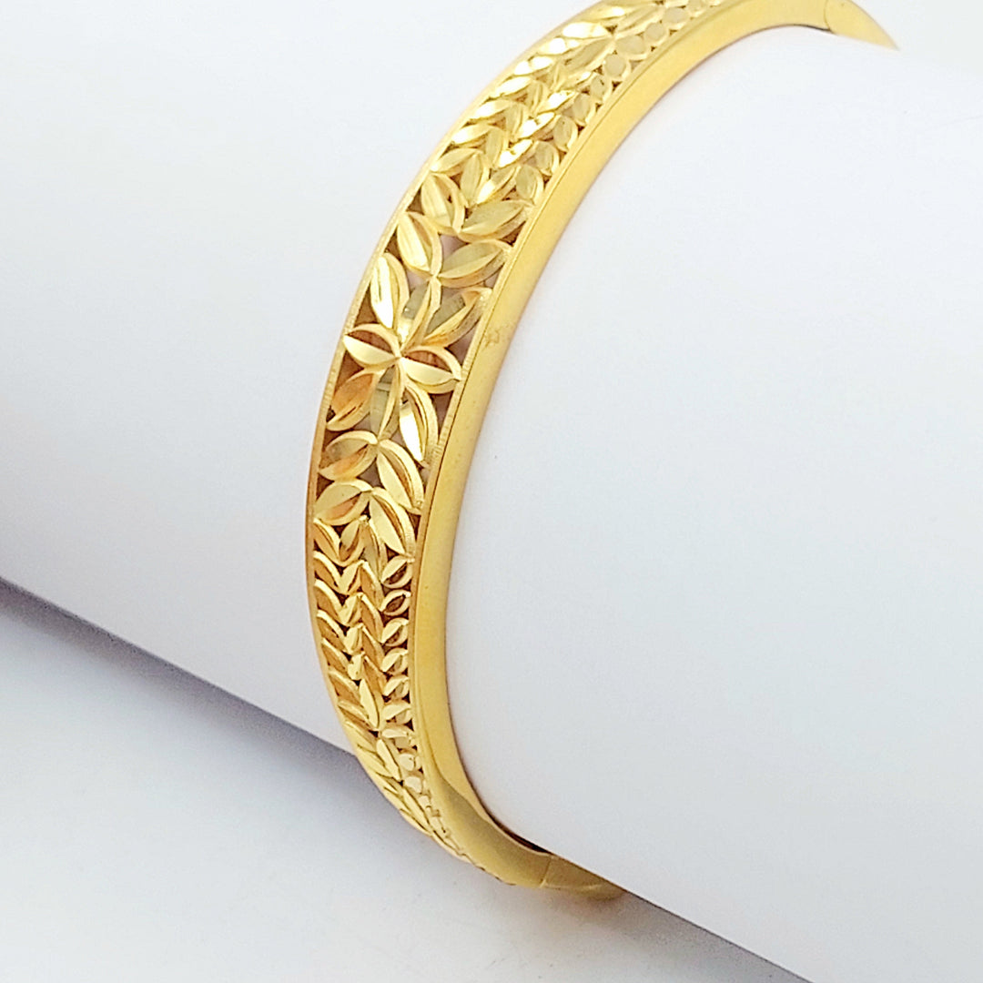 Rashadi Leaf Bangle Bracelet Made of 21K Gold by Saeed Jewelry 