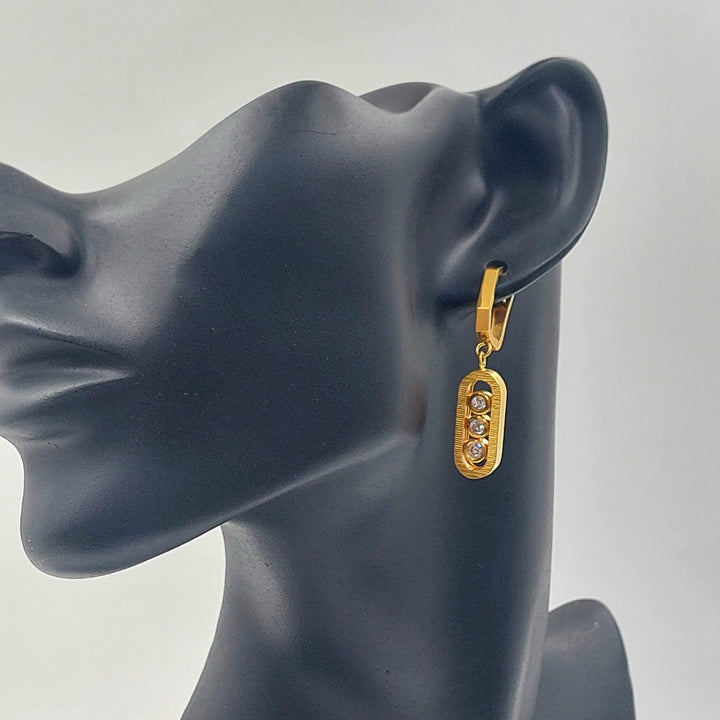 Zircon Studded Deluxe Earrings Made of 21K Gold by Saeed Jewelry 