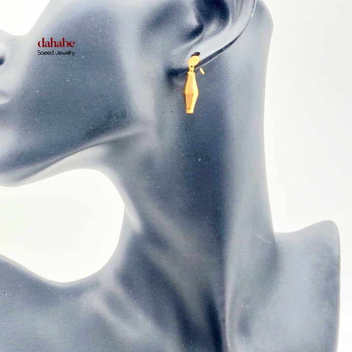 21K Gold Faceted Drop Earrings