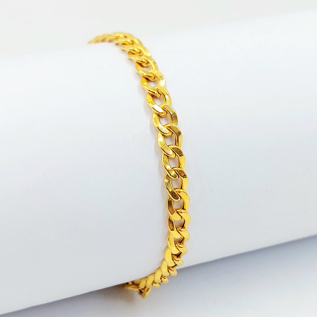 Flat Cuban Links Bracelet Made of 21K Gold by Saeed Jewelry 