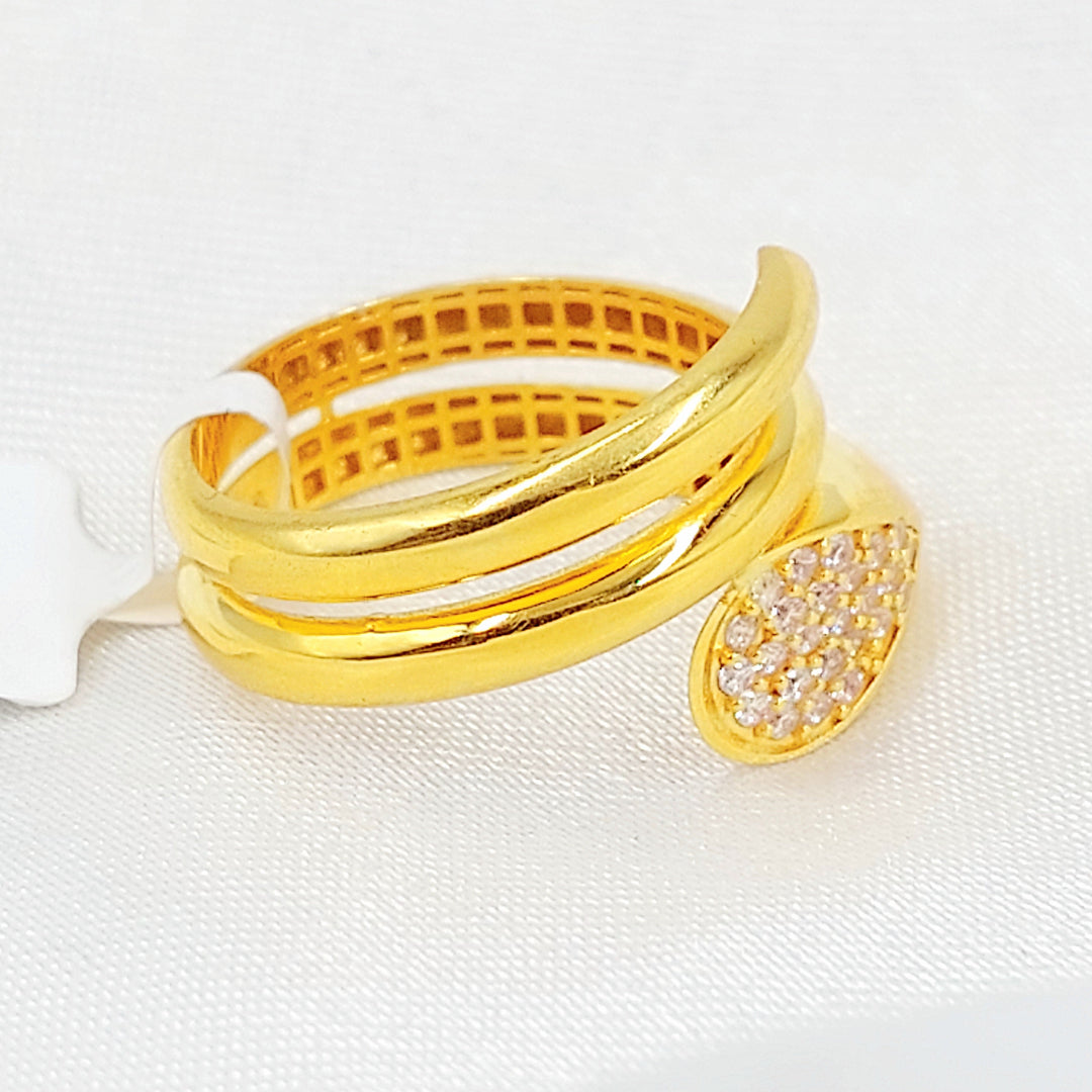 Zircon Studded Deluxe Ring Made of 21K Gold by Saeed Jewelry 