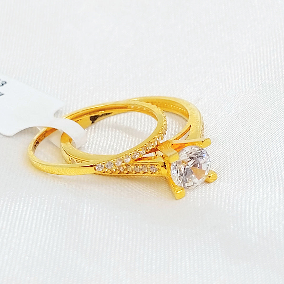 Zircon Studded Twins Wedding Ring