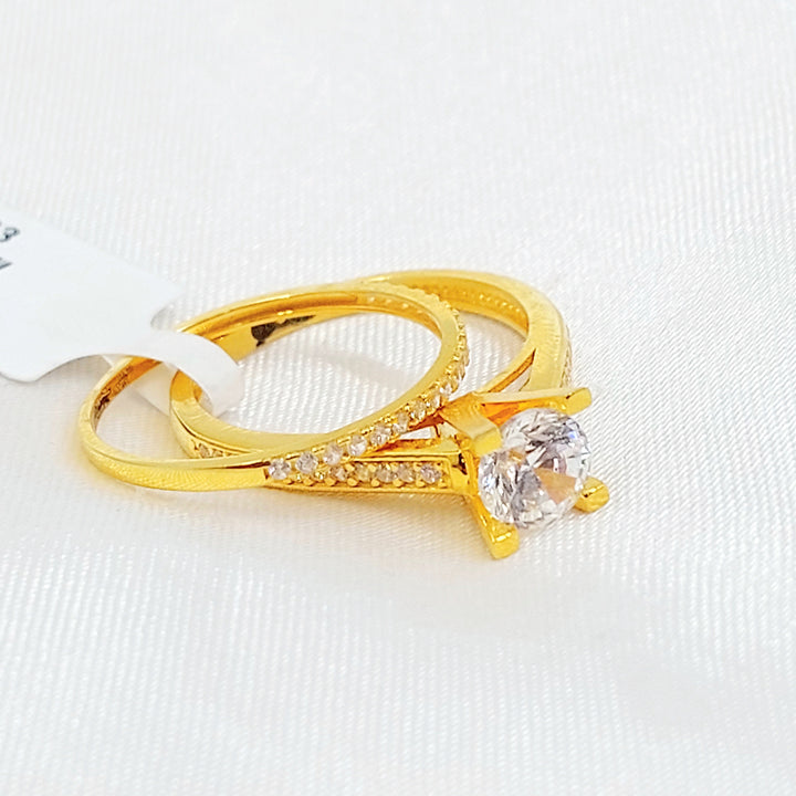 Zircon Studded Twins Wedding Ring