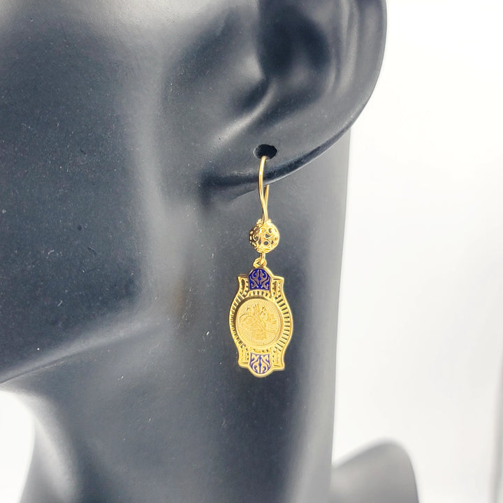 Enameled Rashadi Earrings Made of 21K Gold by Saeed Jewelry 