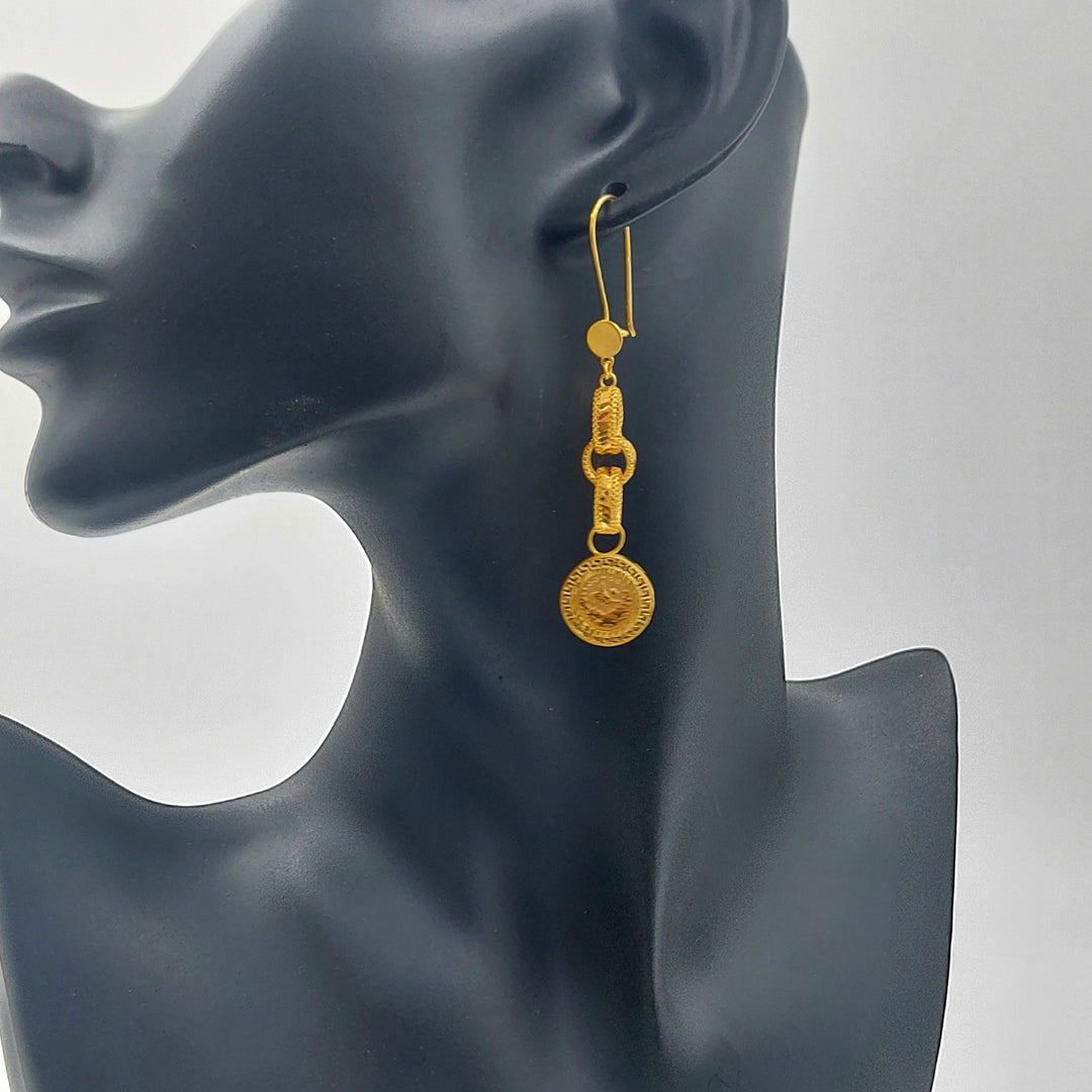 Rashadi Shankle Earrings Made of 21K Gold by Saeed Jewelry 