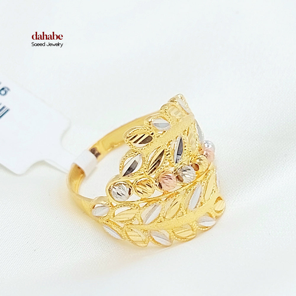21K خاتم ورق الشجر اكسترا-مجوهرات الشيخ سعيد-Saeed Jewelry 
