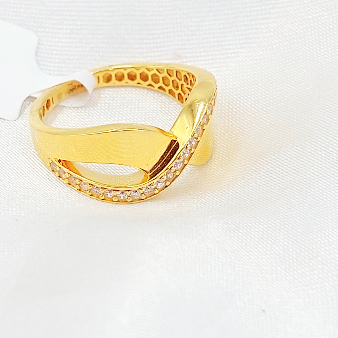 Zircon Studded Deluxe Ring Made of 21K Gold by Saeed Jewelry 