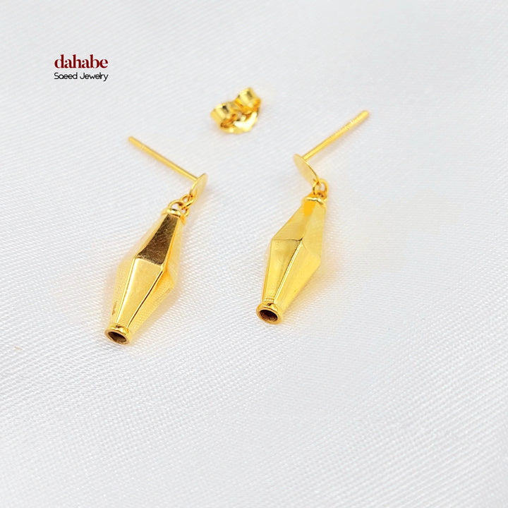 21K Gold Faceted Drop Earrings
