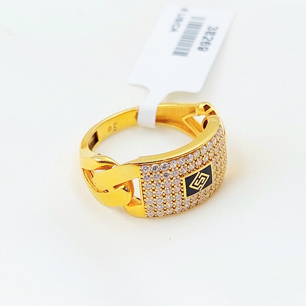 Zircon Studded Cuban Links Ring Made of 21K Gold by Saeed Jewelry 