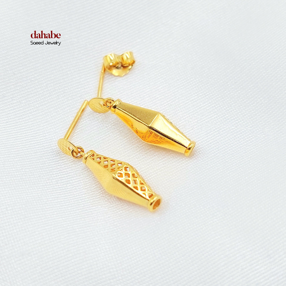 21K Gold Faceted Drop Earrings