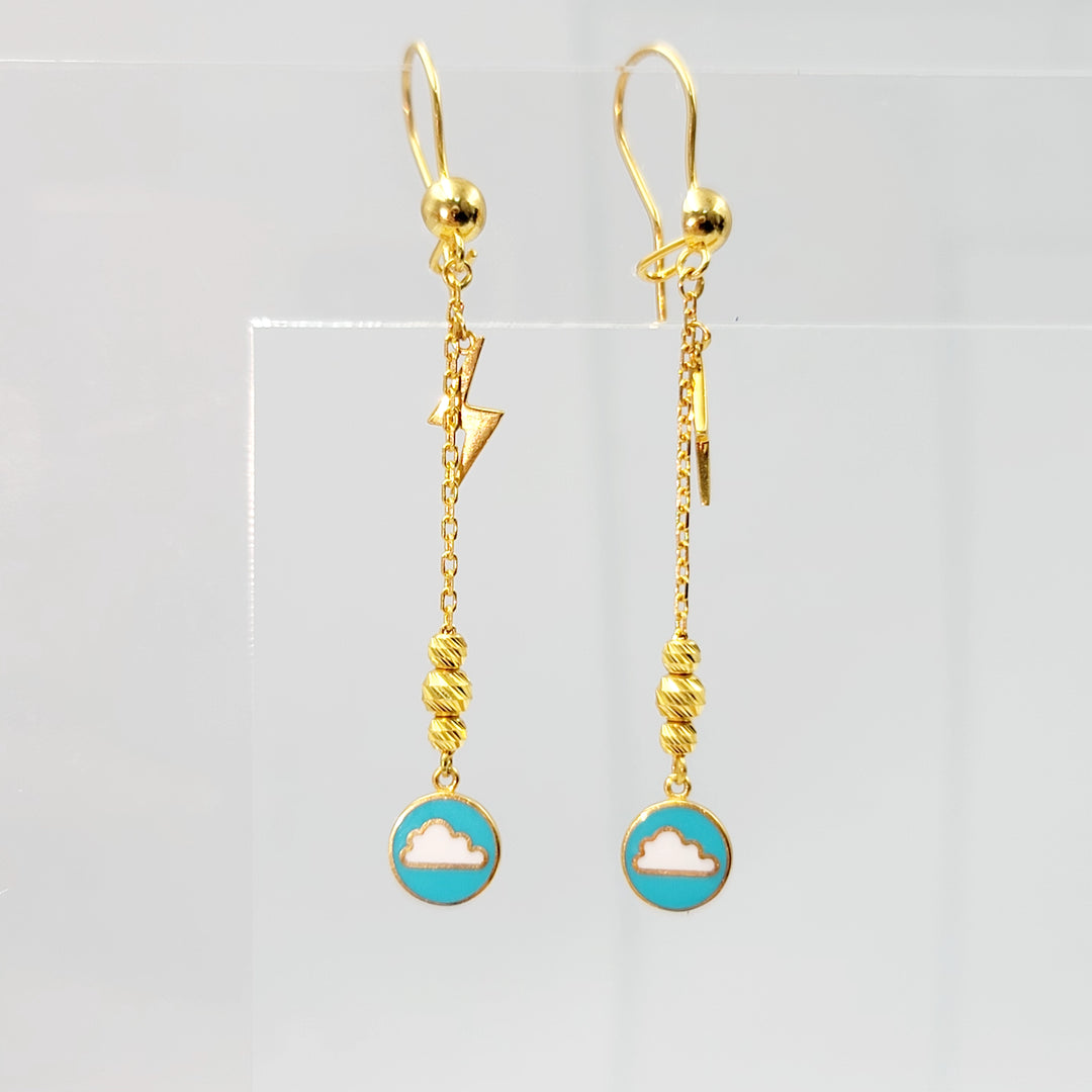 Enameled Deluxe Earrings Made of 21K Gold by Saeed Jewelry 