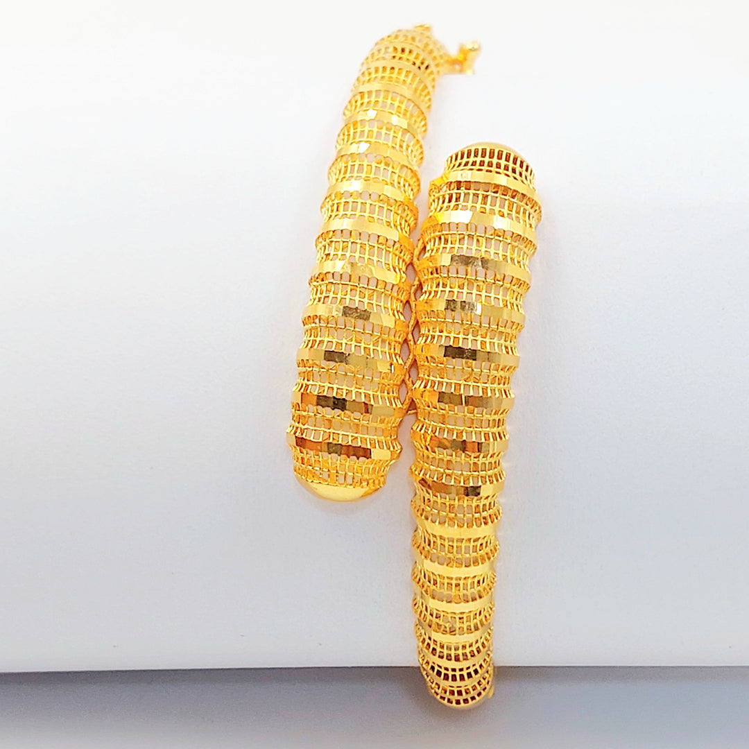 Balls Engraved Bangle Bracelet Made of 21K Gold by Saeed Jewelry 