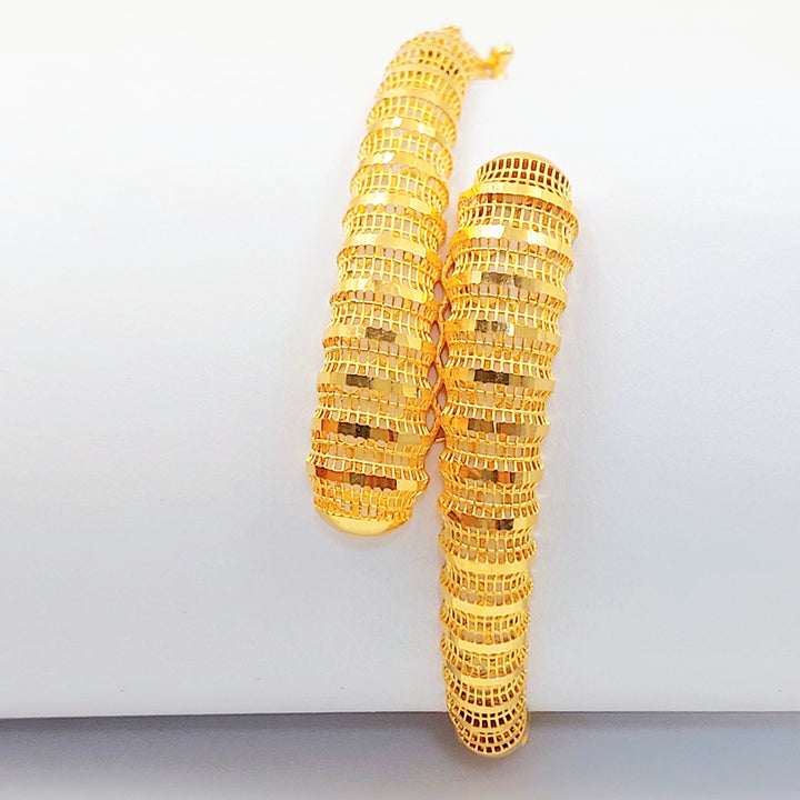 Balls Engraved Bangle Bracelet Made of 21K Gold by Saeed Jewelry 
