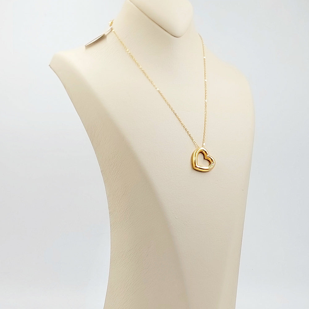 Zircon Studded Heart Necklace Made of 21K Gold by Saeed Jewelry 