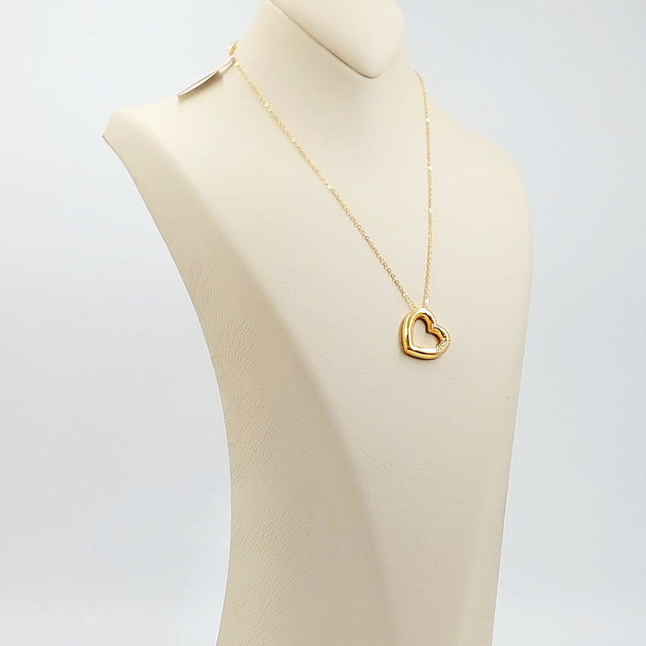 Zircon Studded Heart Necklace Made of 21K Gold by Saeed Jewelry 