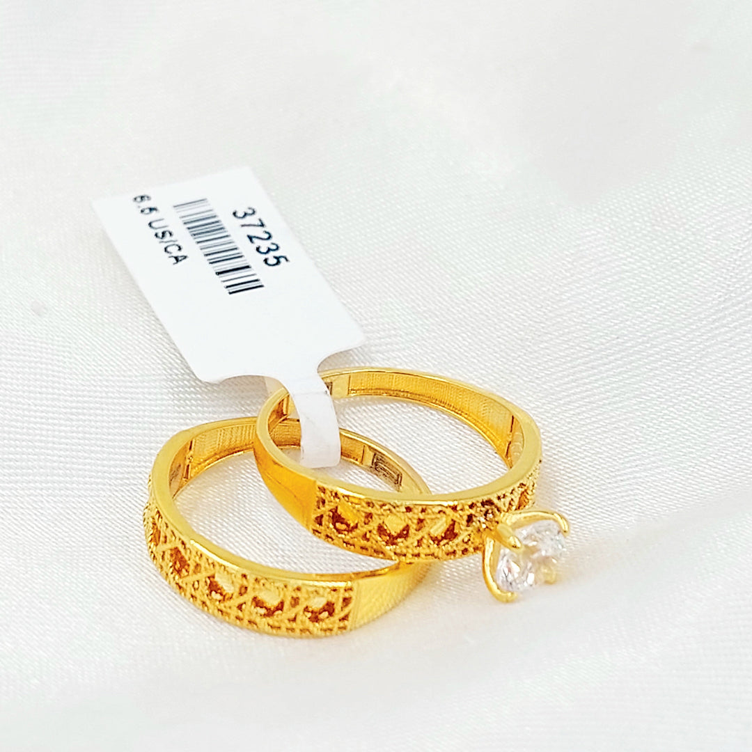 Deluxe Twins Wedding Ring Made of 21K Gold by Saeed Jewelry 