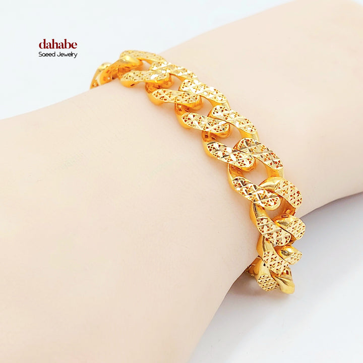 21K Gold Filigree Cuban Link Bracelet