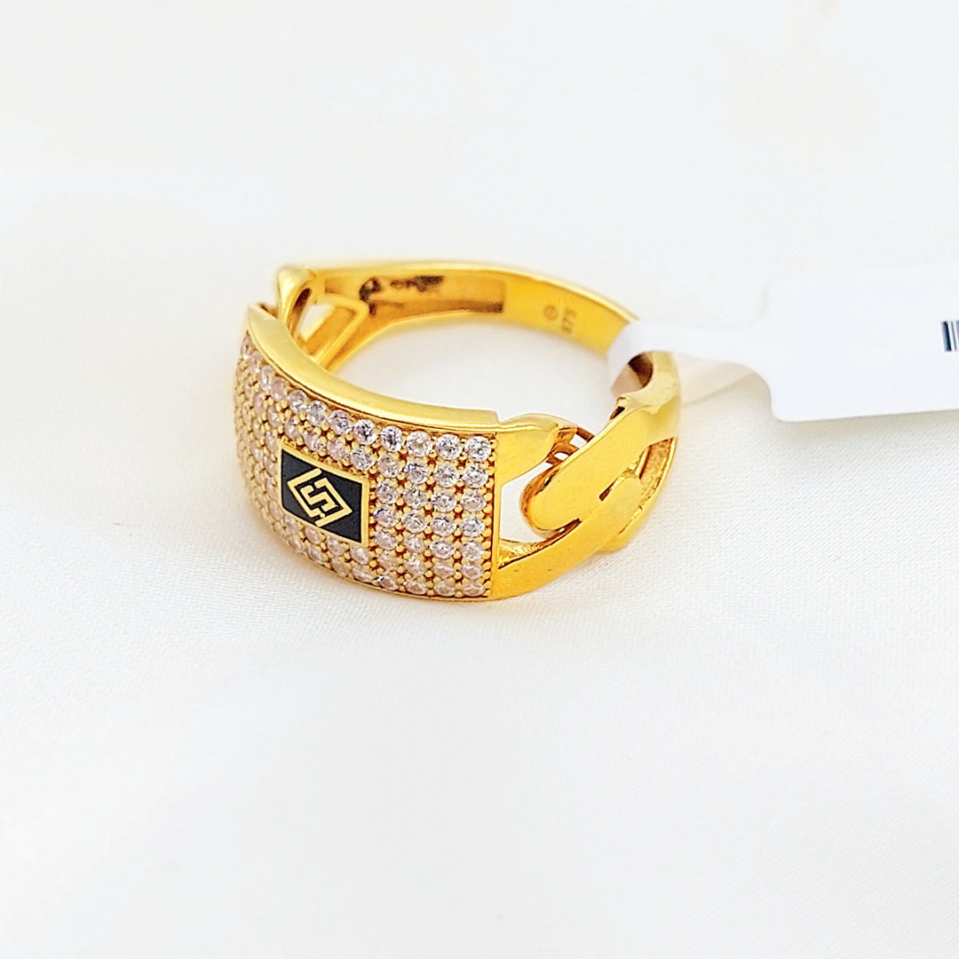 Zircon Studded Cuban Links Ring Made of 21K Gold by Saeed Jewelry 