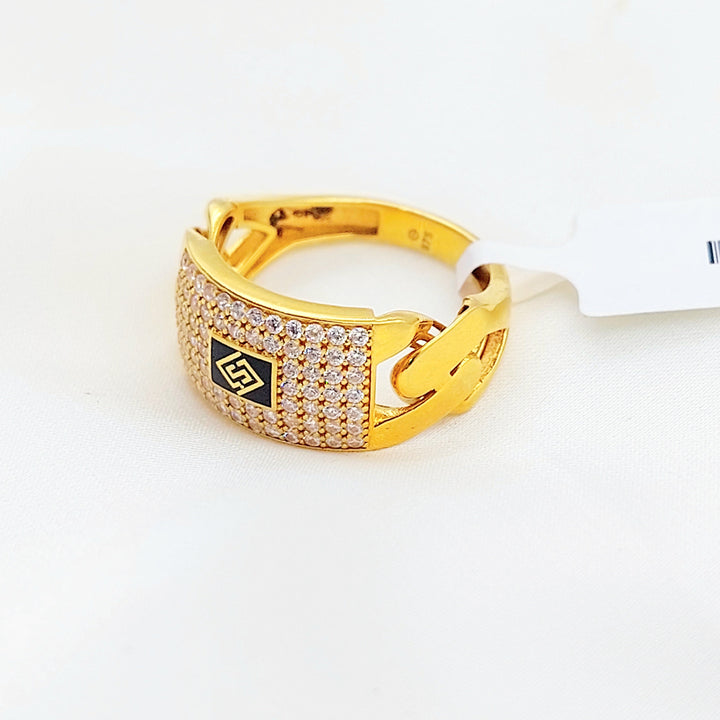 Zircon Studded Cuban Links Ring Made of 21K Gold by Saeed Jewelry 