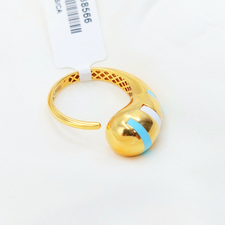 21K Gold Blue and White Accent Ring