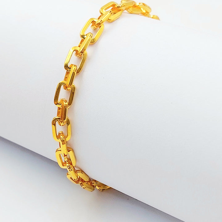 Zircon Studded Paperclip Bracelet Made of 21K Gold by Saeed Jewelry 