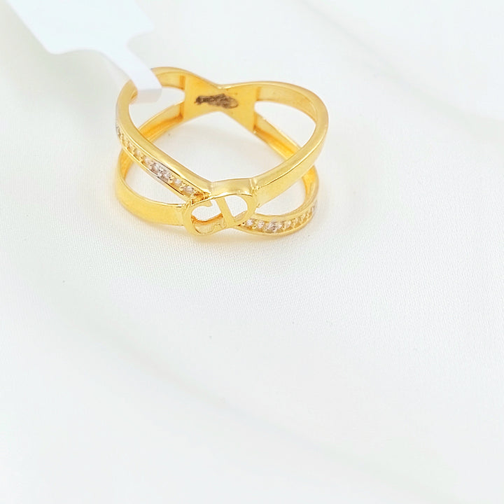 Zircon Studded X Style Ring Made of 21K Gold by Saeed Jewelry 