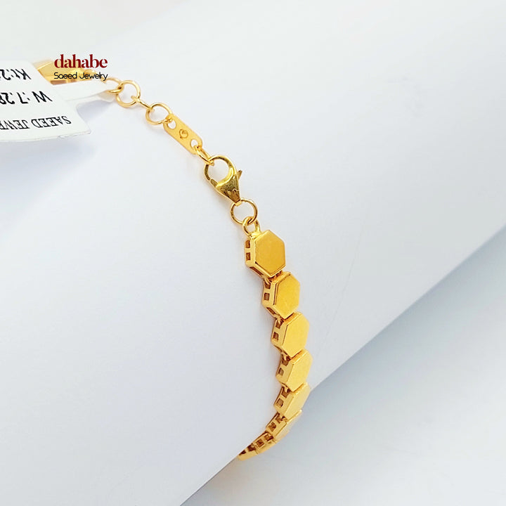 21K Gold Hexagon Link Bracelet