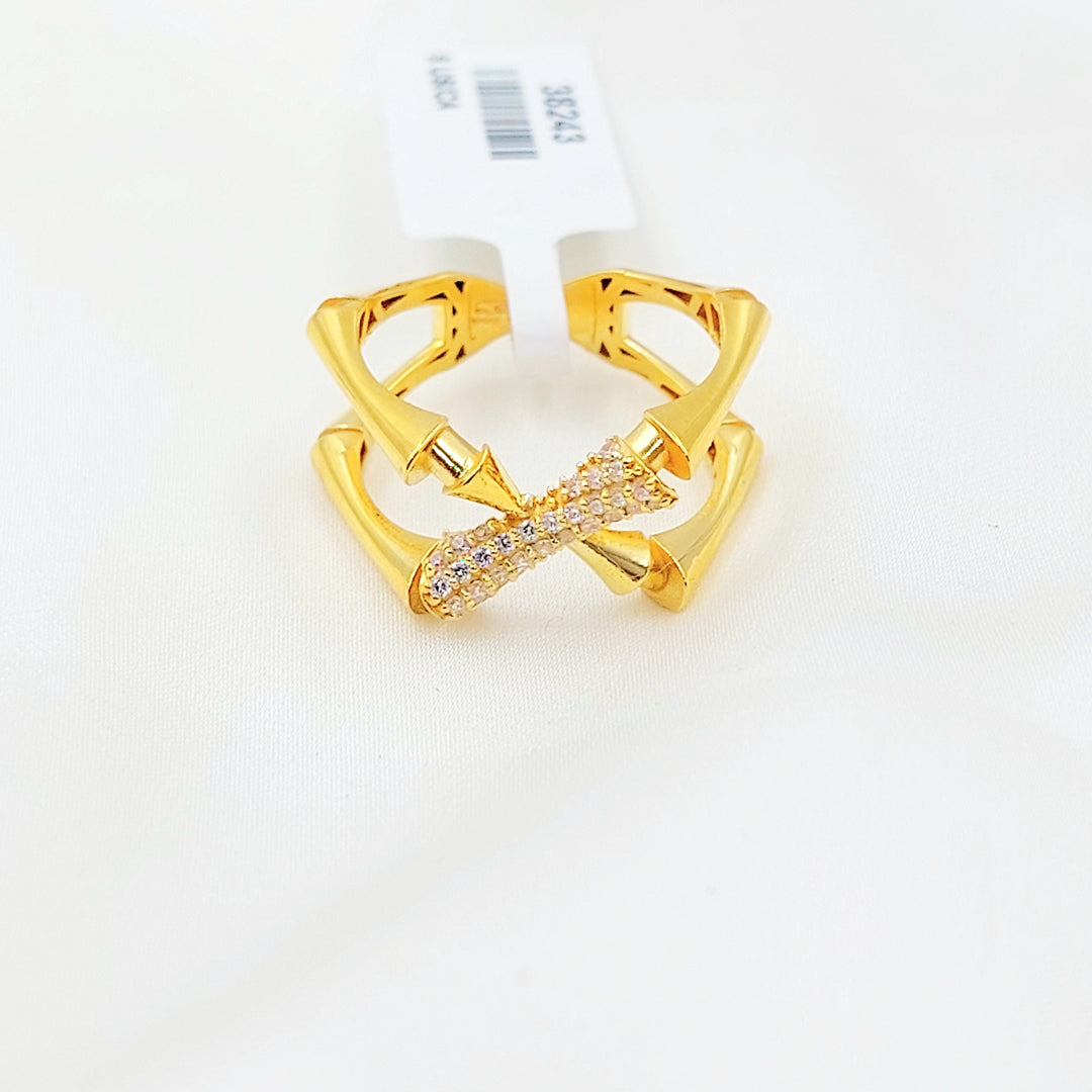 Zircon Studded Deluxe Ring Made of 21K Gold by Saeed Jewelry 