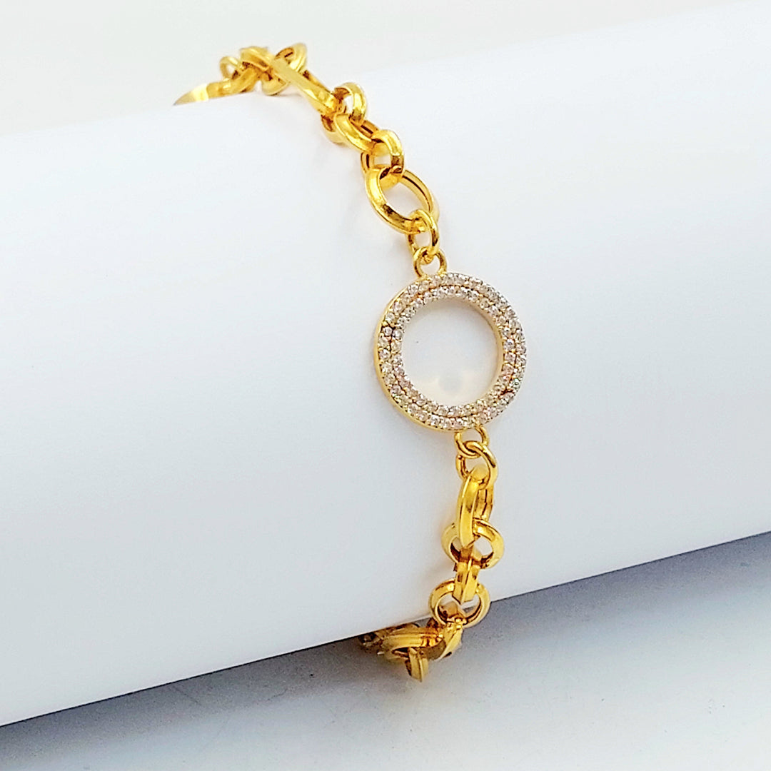 Zircon Studded Cuban Links Bracelet Made of 21K Gold by Saeed Jewelry 