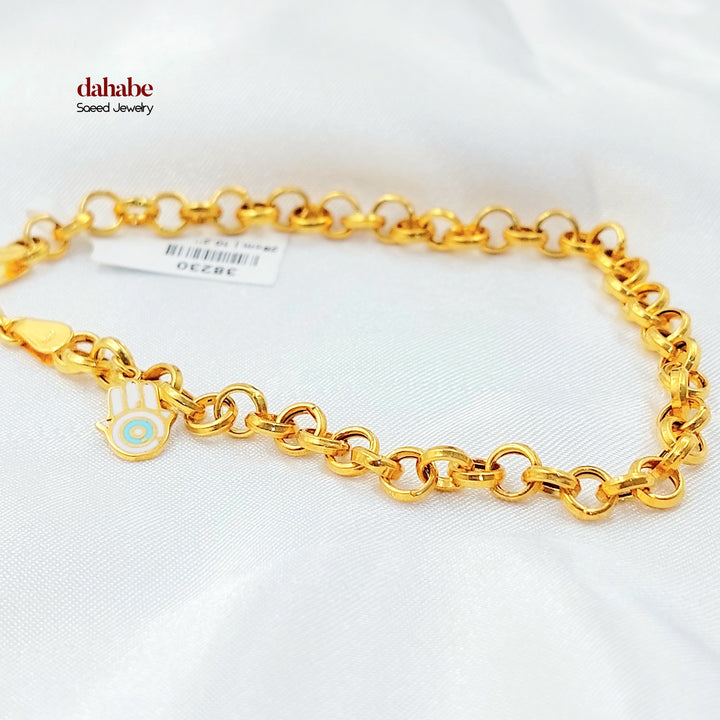 21K خلخال قلب مرصع-مجوهرات الشيخ سعيد-Saeed Jewelry 