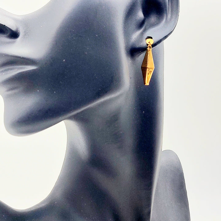 21K Gold Faceted Drop Earrings