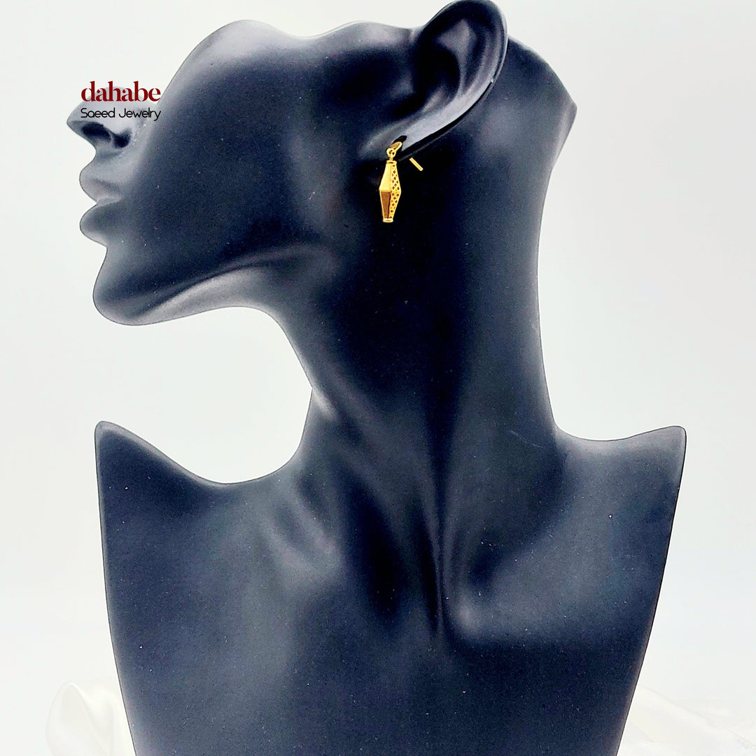 21K Gold Faceted Drop Earrings