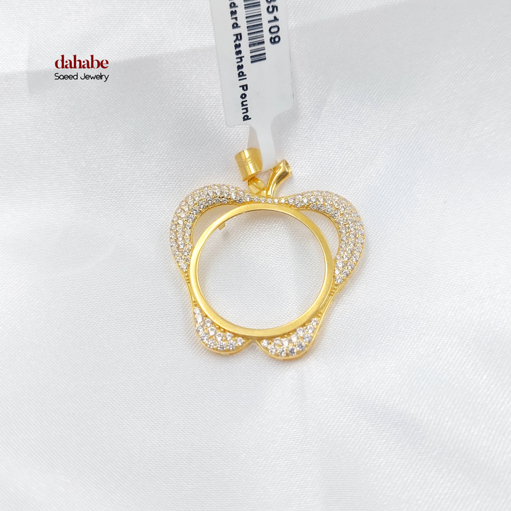 21K Gold Zircon Ottoman Coin Frame Pendant