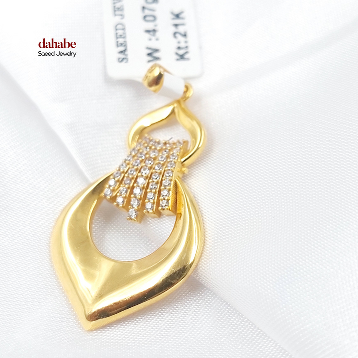 21K Gold Hamsa Zircon Pendant