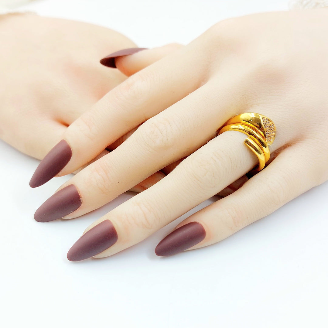 Zircon Studded Deluxe Ring Made of 21K Gold by Saeed Jewelry 