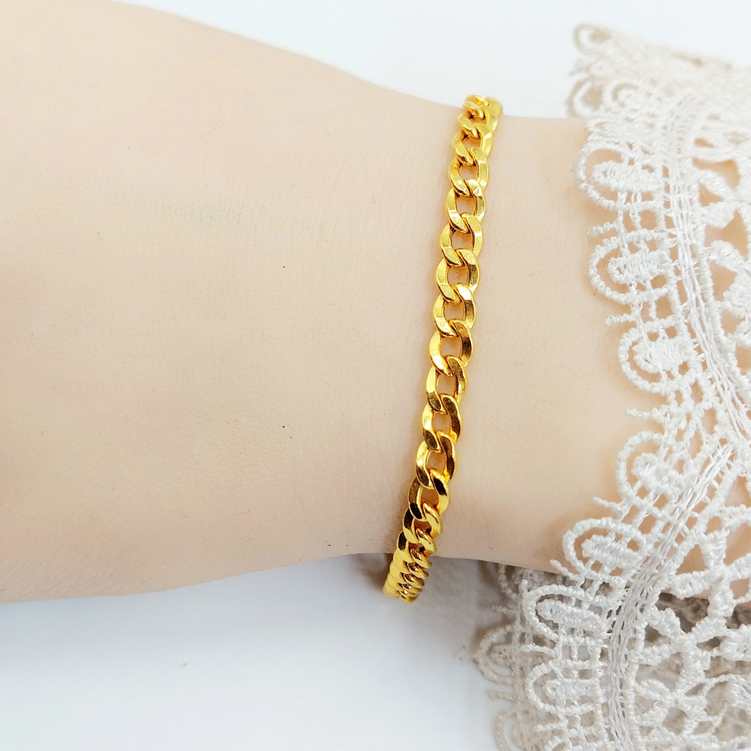 Flat Cuban Links Bracelet Made of 21K Gold by Saeed Jewelry 