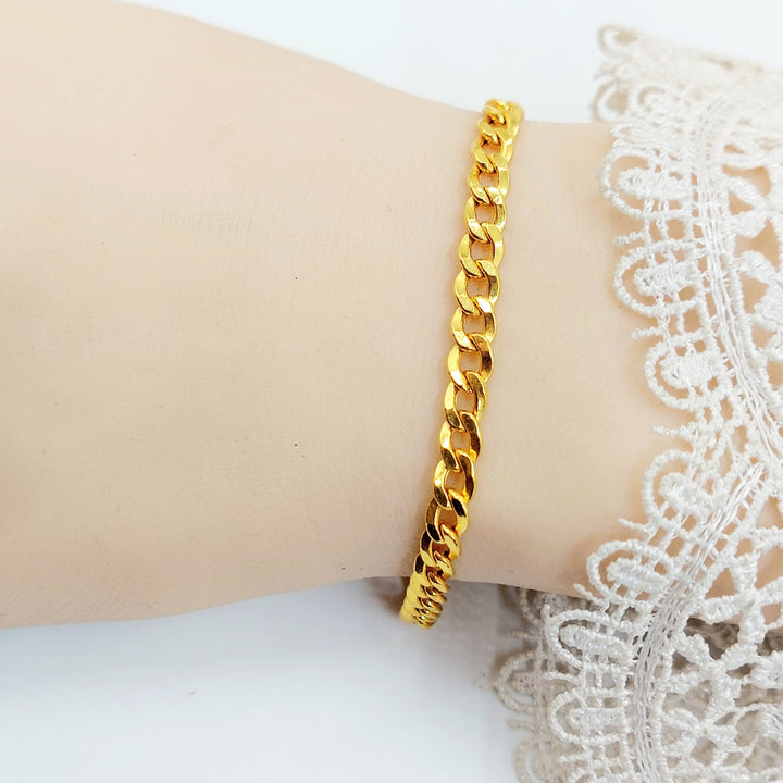Flat Cuban Links Bracelet Made of 21K Gold by Saeed Jewelry 