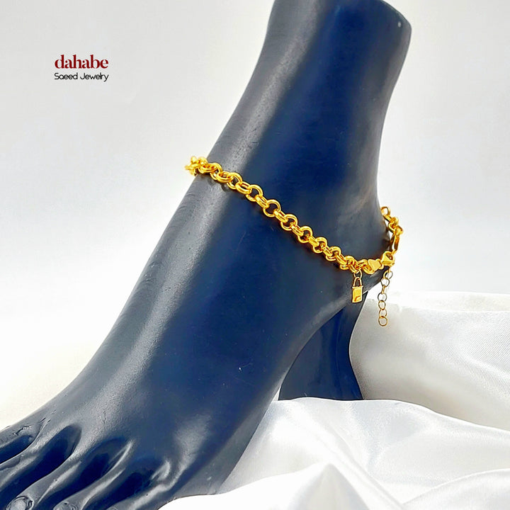 21K خلخال قلب مرصع-مجوهرات الشيخ سعيد-Saeed Jewelry 