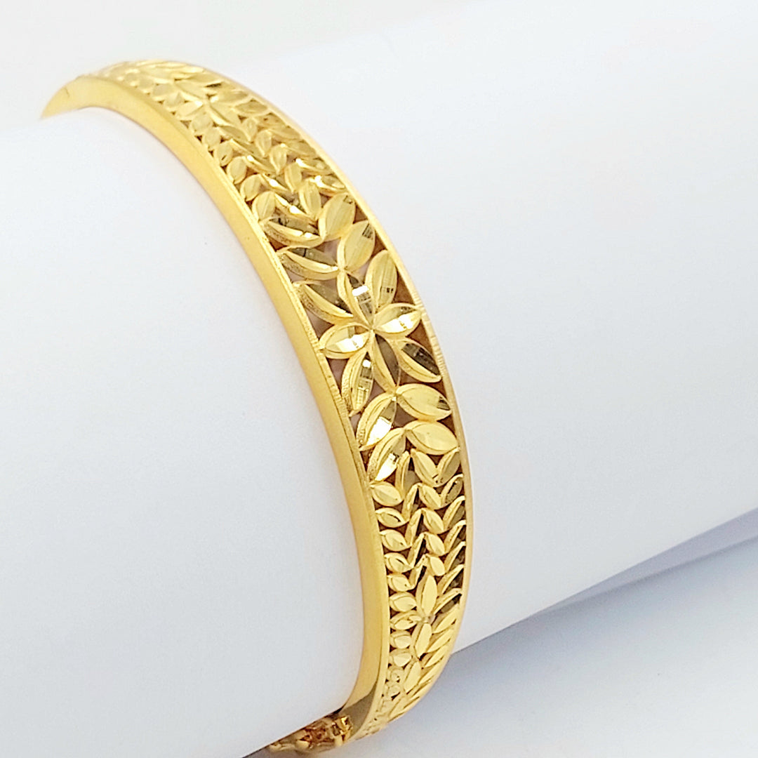 Rashadi Leaf Bangle Bracelet Made of 21K Gold by Saeed Jewelry 