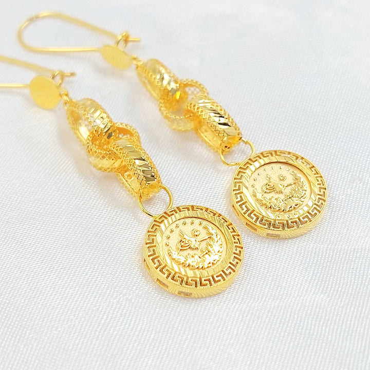 Rashadi Shankle Earrings Made of 21K Gold by Saeed Jewelry 