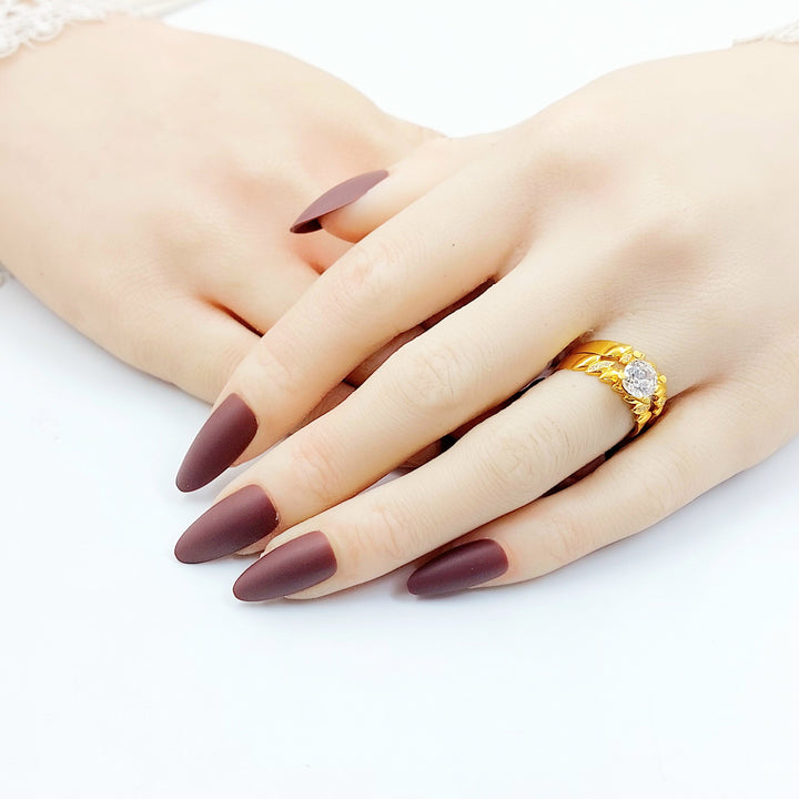 Zircon Studded Twins Wedding Ring