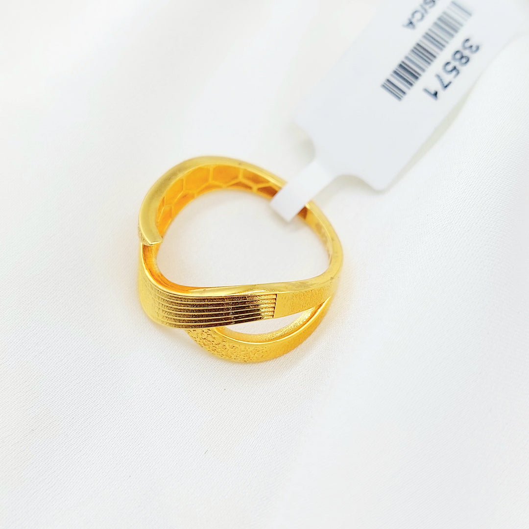 21K Gold Ribbed Crossover Ring